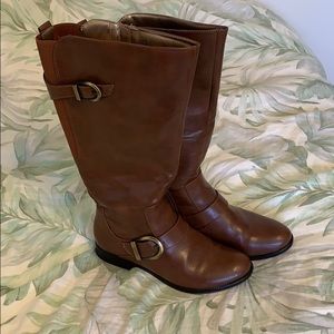 Light brown wide calf boot